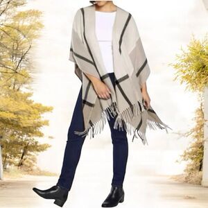 three dots Miranda Plaid Cashmere Blend Wrap OS NWT